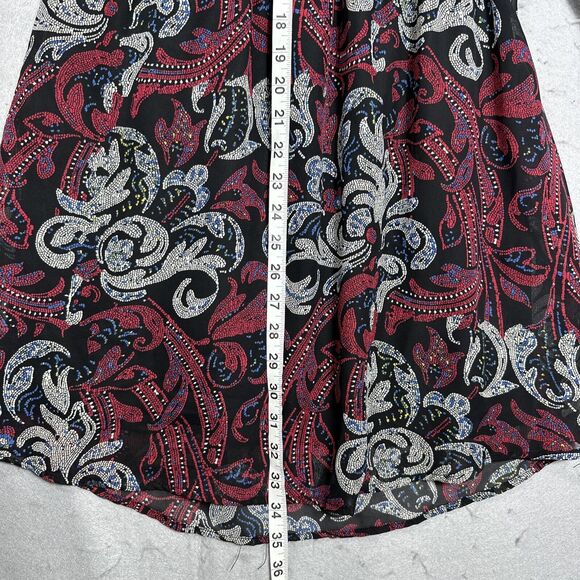 BeBop Purple and Black Print 3/4 Cinch Sleeve Dress Size Large - Picture 11 of 13